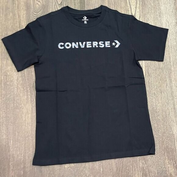 NWOT Converse T-Shirt Crewneck Short Sleeve Pullover Lightweight Black Size S - Picture 1 of 4